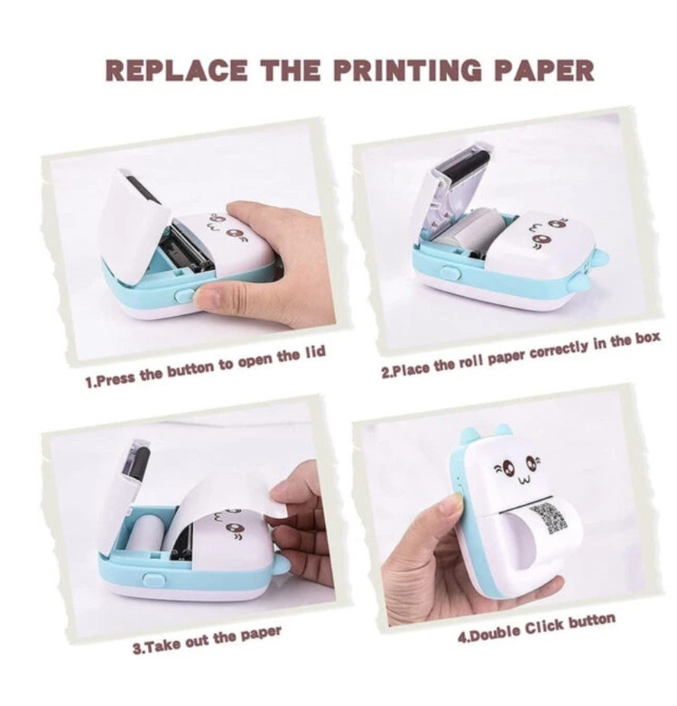 مینی پرینتر حرارتی مدل خرگوشی Eschen مدل Portable Printer| MINI PRINTER