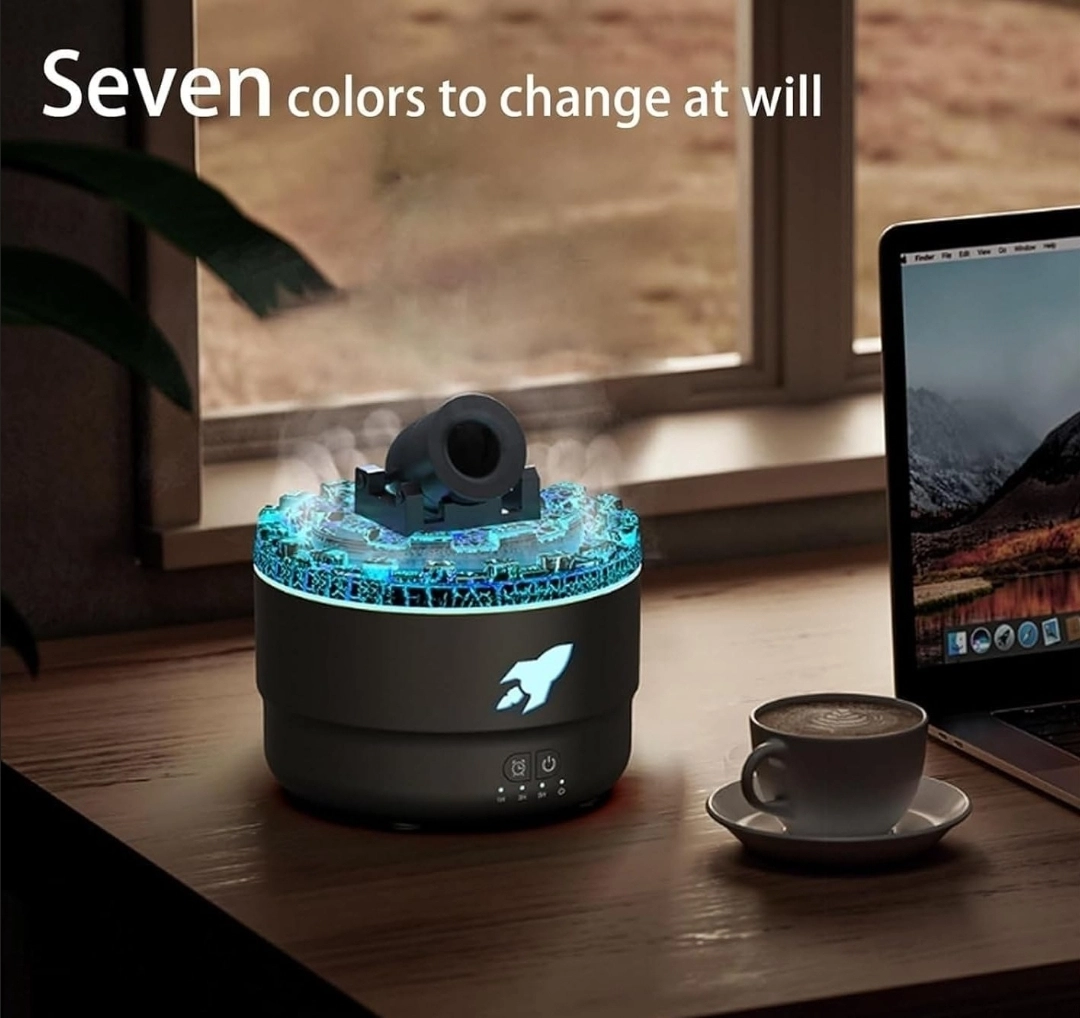 بخور بمبی با نور RGB و خروجی بخور حلقهای و از بالا
