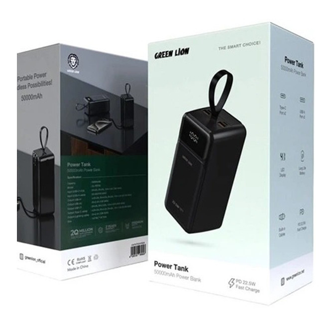 پاوربانک 50000mAh گرین لاین مدل GL-PBT50 کد GNPWT50KPBBK