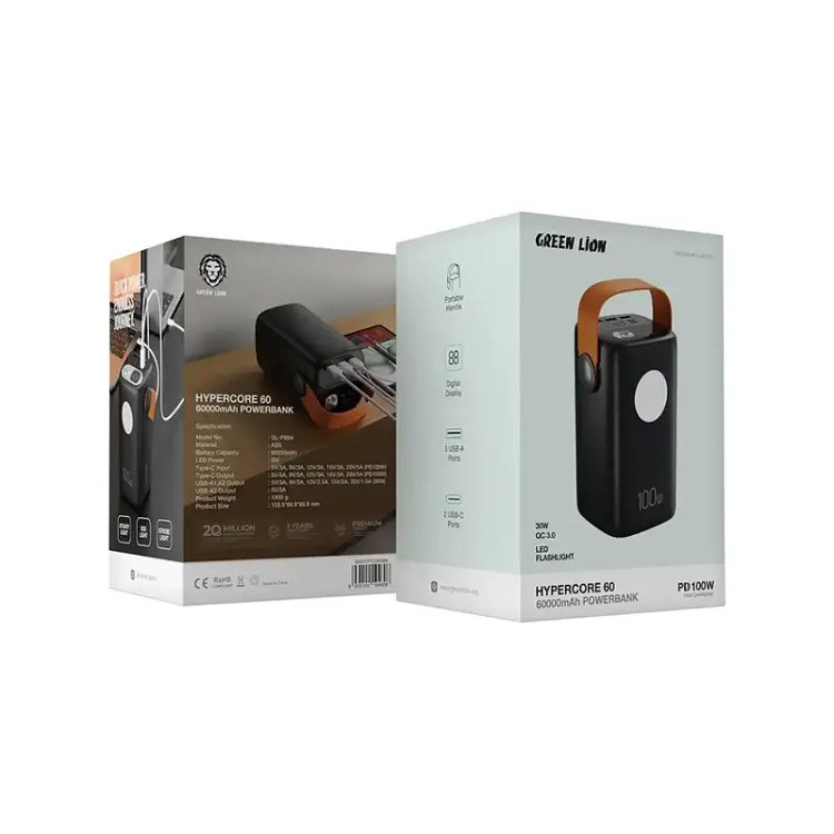 پاوربانک گرین مدل Hyper Core 60 ظرفیت ۶۰ هزار میلیآمپر با توان ۱۰۰ وات