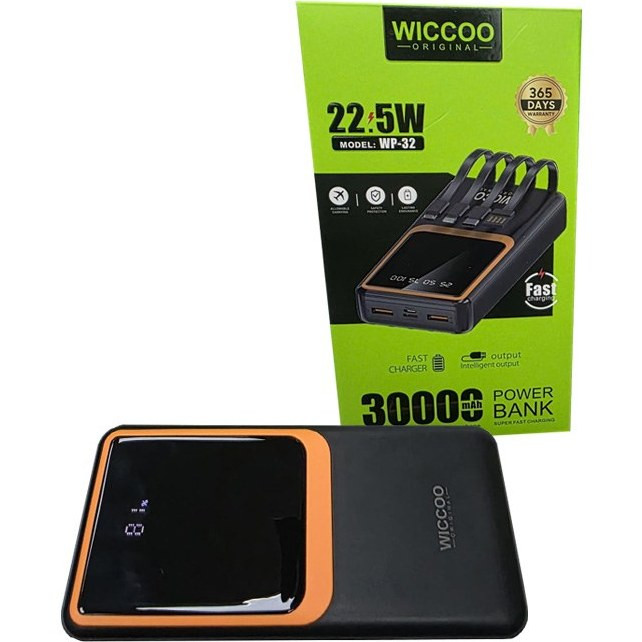 پاوربانک ویکو مدل WP-32 ظرفیت 30000 میلی آمپر ساعت فست شارژ