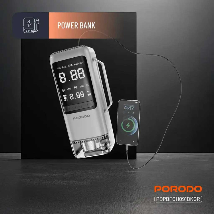 جامپ استارتر،پمپ باد و دمنده مکنده پرودو Porodo 6-in-1 Multi Function Power Tool PDPBFCH091