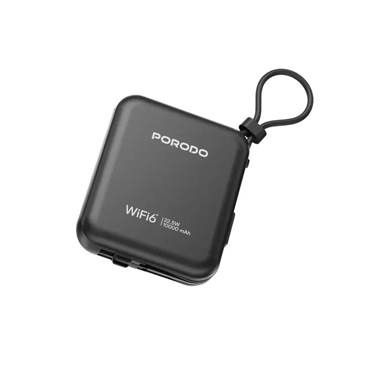 مودم همراه و پاوربانک 10000mAh پرودو مدل Porodo 4G LTE | WiFi 6 Pocket Router PD-PBFCH064