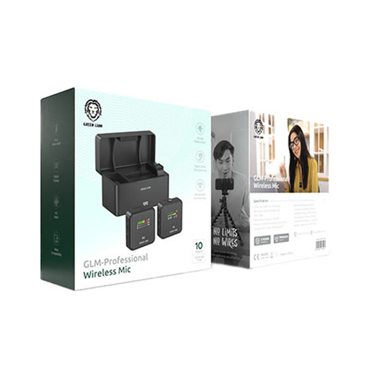 میکروفون یقهای گرین لاین مدل Green Lion GLM-Professional Wireless Microphone 300mAh GNPGLMWMICBK