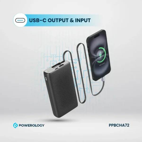 پاوربانک پاورولوژی مدل PPBCHA72 ظرفیت 20000 میلی آمپر ساعت