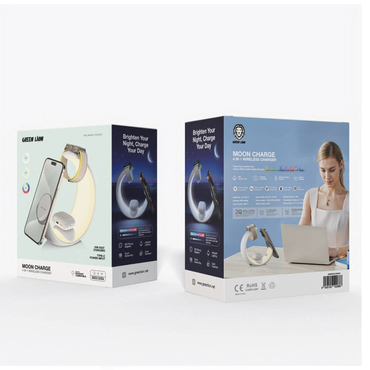 استند و شارژر وایرلس چندکاره مگنتی گرین لاین Green lion GNMONCHS moon charge 4IN1 wireless charge