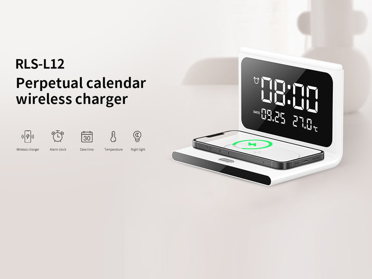 شارژر بیسیم و ساعت رومیزی رچی Recci RLS-L12 Perpetual Calendar Wireless Charger