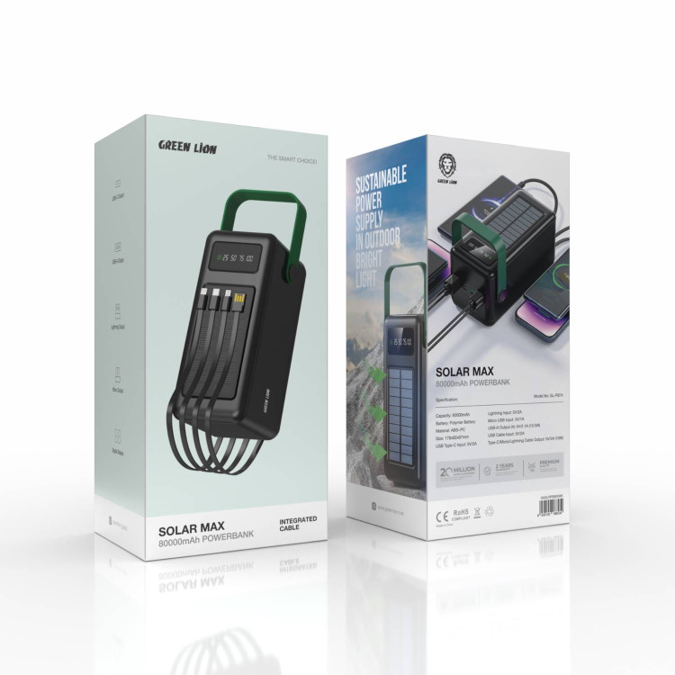 پاوربانک 50000 میلی آمپر گرین لاین Green Lion GNSLRPB50K Solar Max 50000mAh Powerbank