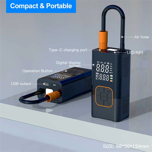 پمپ باد لاستیک هوشمند قابل حمل مدل Ref-3671