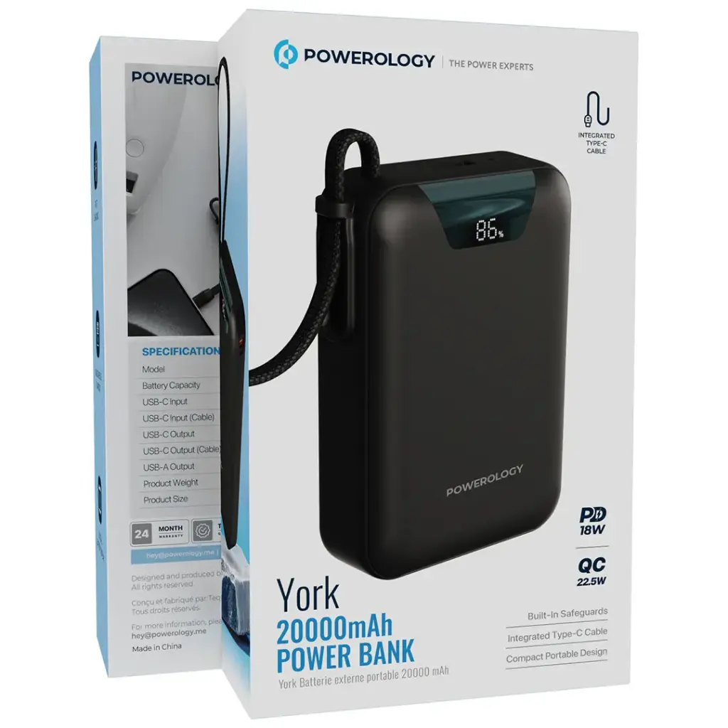 پاوربانک 20000mAh پاورولوژی مدل Powerology York Power Bank PPBM102