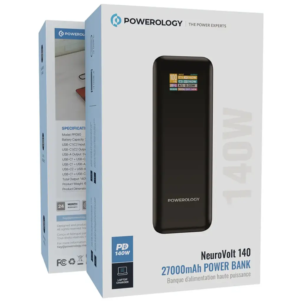 پاور بانک 140W پاورولوژی مدل Powerology NeuroVolt 27000mAh Power Bank PPBCHA90