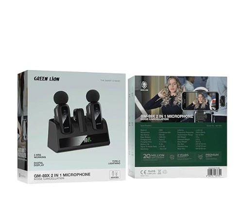 میکروفون یقه ای دو کاربره وایرلس گرین لاین Green Lion GM-89X Microphone 2 in 1 Noise Cancellation
