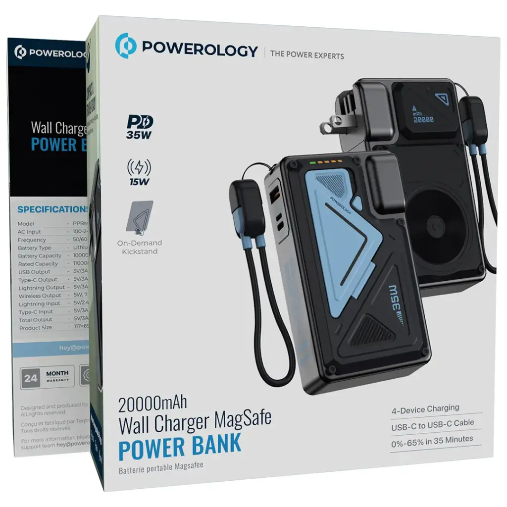 پاور بانک پاورولوژی مدل PPBMH104BK ظرفیت 20000 میلی امپر ساعت