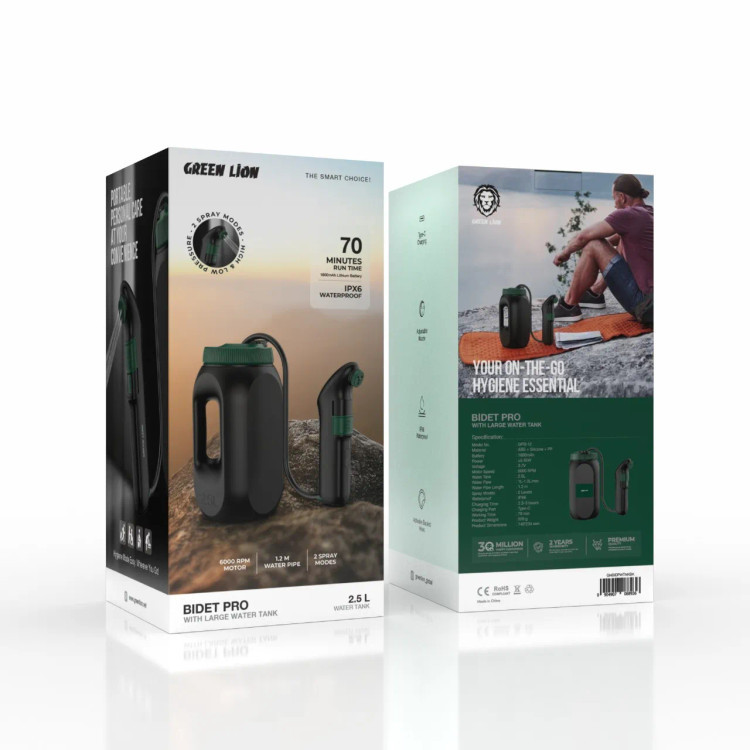 سر دوش و بیده همراه با مخزن آب مسافرتی گرین لاین مدل Bidet Pro ا Green Lion GNBIDPWTNKBK Bidet Pro with Large Water Tank