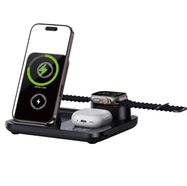 شارژر وایرلس گرین لاین مدل GN3IN1MWCBK سه کاره
