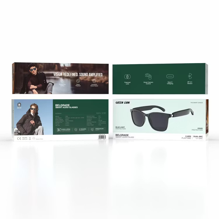 عینک هوشمند گرین لاین مدل بلگراد Green Lion Belgrade Smart Audio Glasses GNBELSG22LSBK