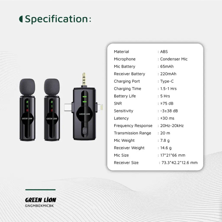 میکروفون یقه ای گرین لاین مدل GM-80X دو کاربره وایرلس