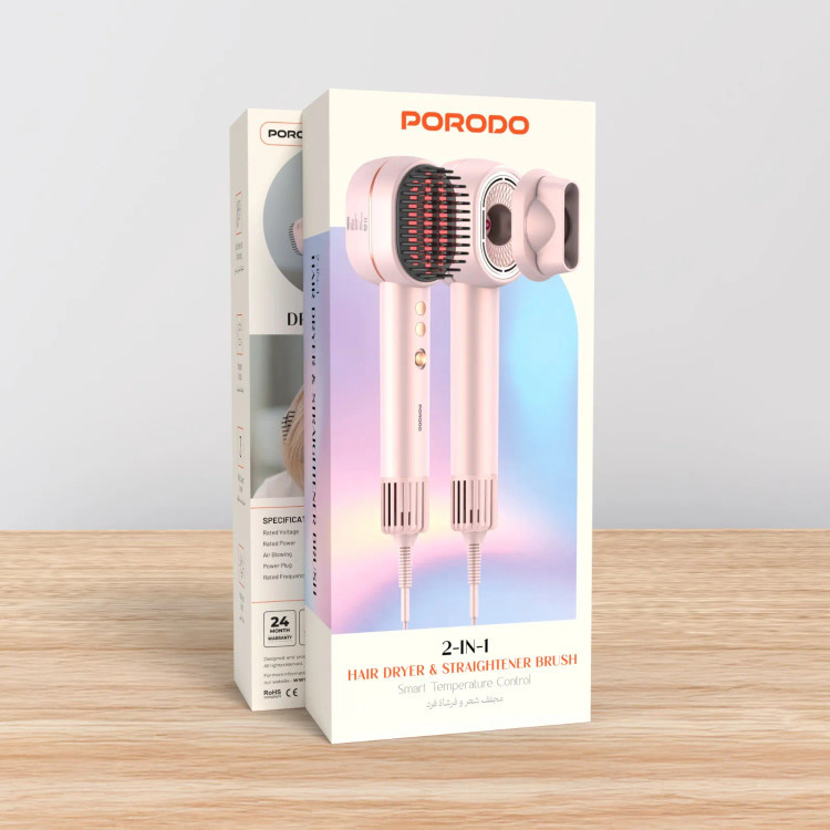 سشوار و برس صافکننده Porodo با کنترل هوشمند دما مدل PDLFSTAE581PK