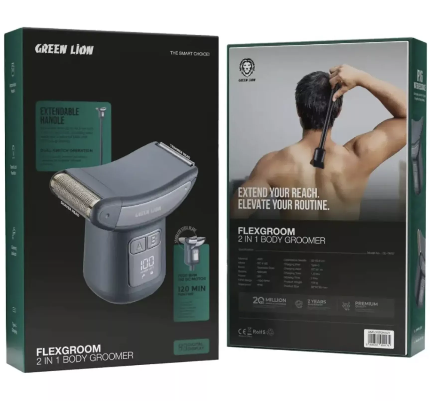 ماشین اصلاح بدن گرین لاین Flex Groom 2 in 1 با دسته تلسکوپی