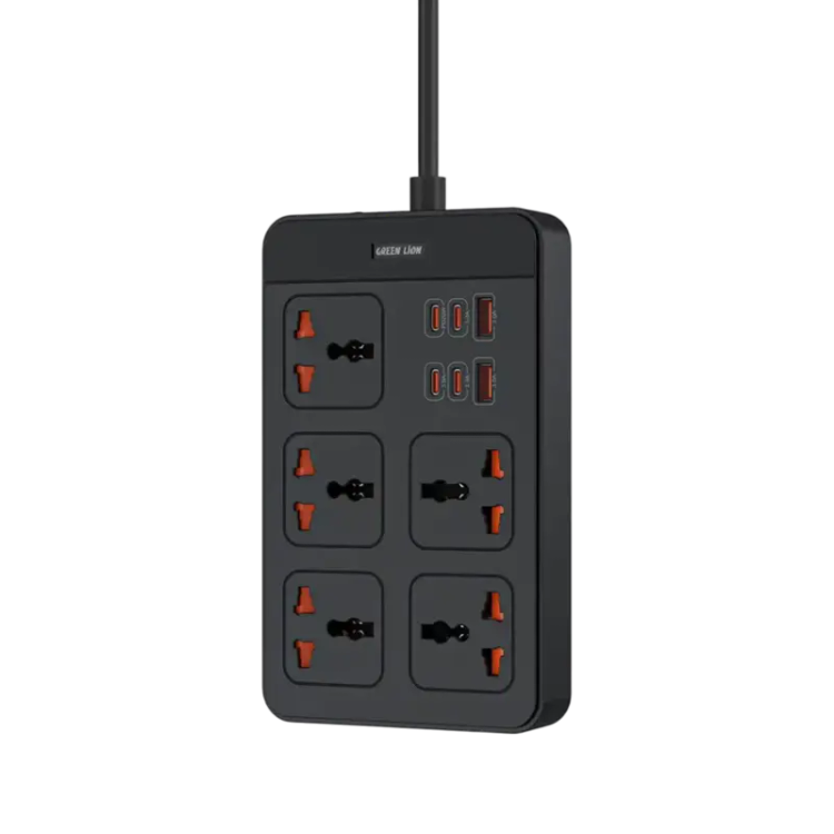 چندراهی برق گرین لاین GS500 ظرفیت ۵ عدد با کابل ۳ متر و شارژر PD