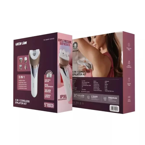 کیت اپیلاتور 5 کاره گرین لاین بیسیم | 5in‑1 Epilator Kit