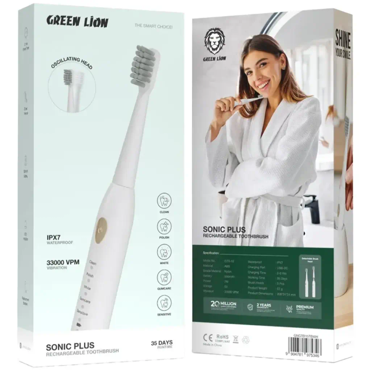 مسواک برقی قابل شارژ سونیک پلاس گرین لاین Sonic Plus Rechargeable Toothbrush