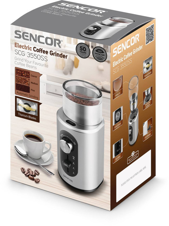 آسیاب قهوه سنکور مدل SCG3550SS توان 200 وات