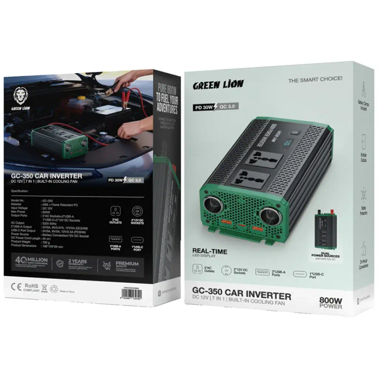 اینورتر خودرو گرین لاین مدل GC-350 توان ۸۰۰ وات