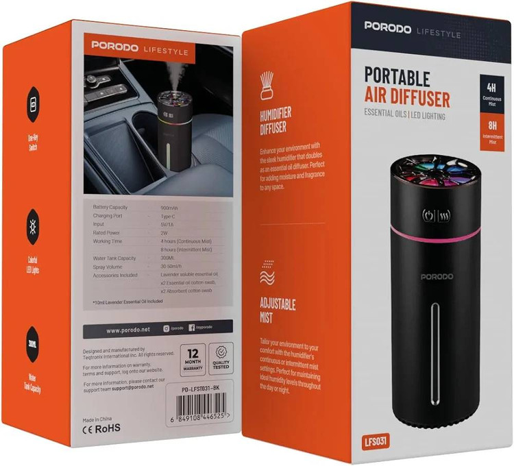 خوشبو کننده هوشمند پورودو مدل Portable Air Diffuser ظرفیت ۳۰۰ میلی لیتر