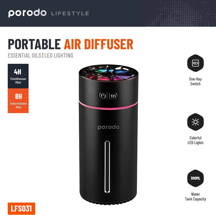 خوشبو کننده هوشمند پورودو مدل Portable Air Diffuser ظرفیت ۳۰۰ میلی لیتر