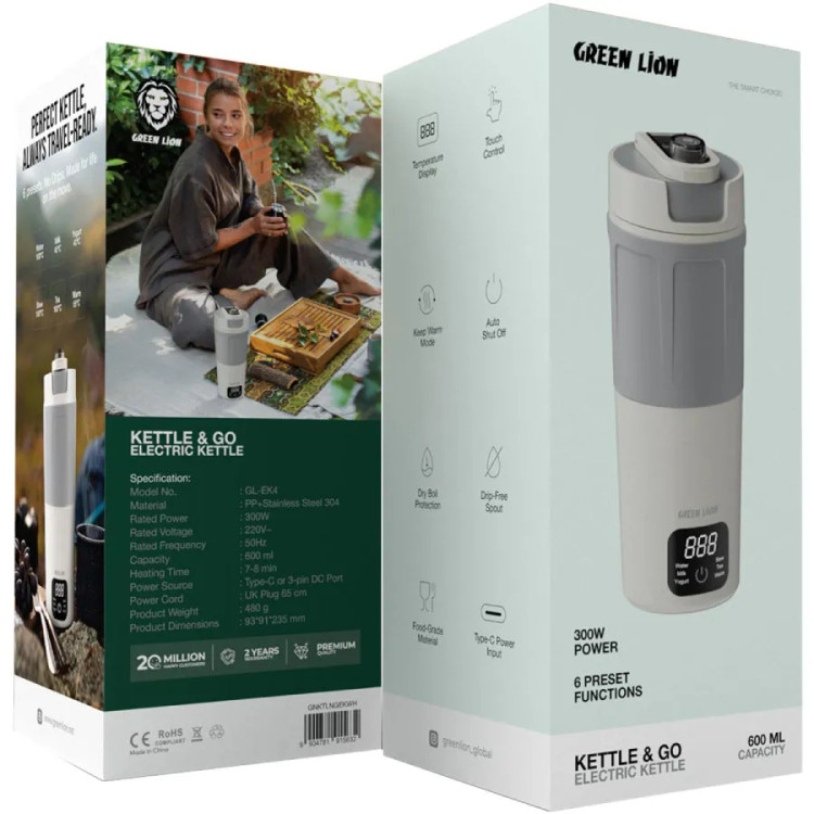 کتری برقی گرین لاین Kettle & Go ظرفیت ۶۰۰ میلیلیتر