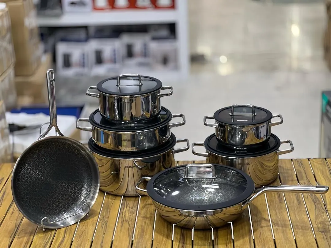 سرویس قابلمه ۱۳ پارچه استیل کف لیزری عرشیا SS050-3343