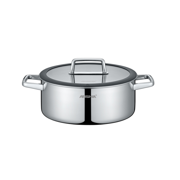 ماهیتابه دو دسته عرشیا مدل SS050-3341 سایز ۲۸ سانتی استیل کف لیزری