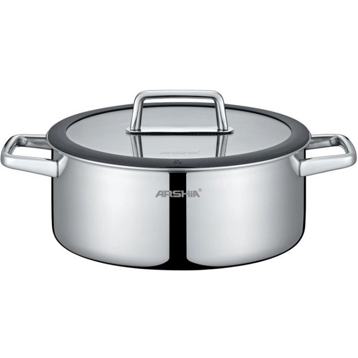 ماهیتابه دو دسته استیل عرشیا مدل SS050-3342 سایز ۳۰ سانتی کف لیزری