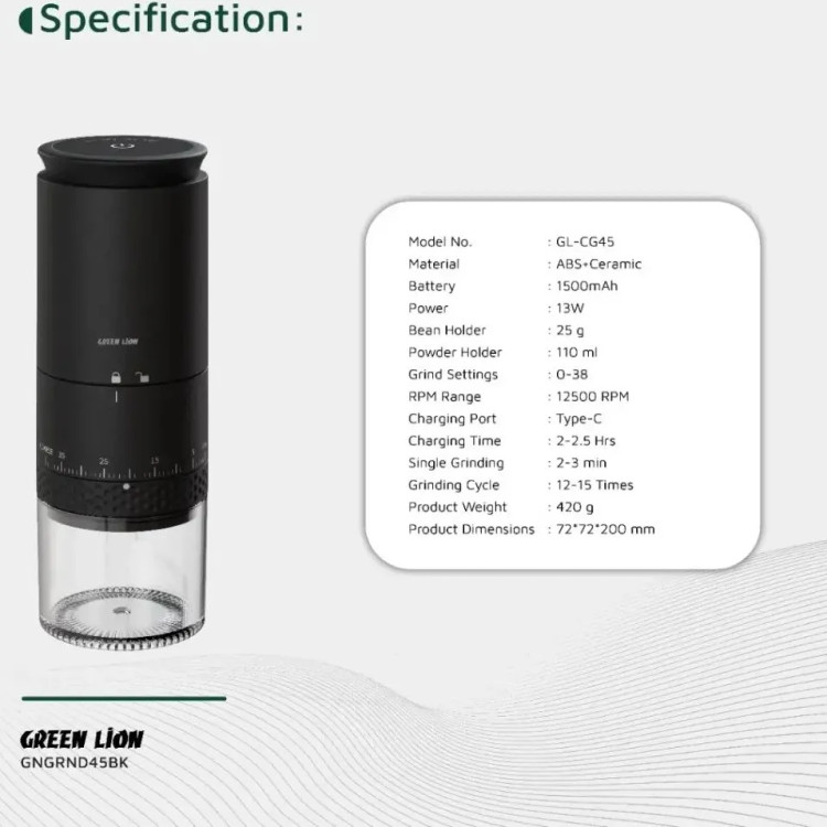 آسیاب قهوه شارژی گرین لاین مدل Grind Pro