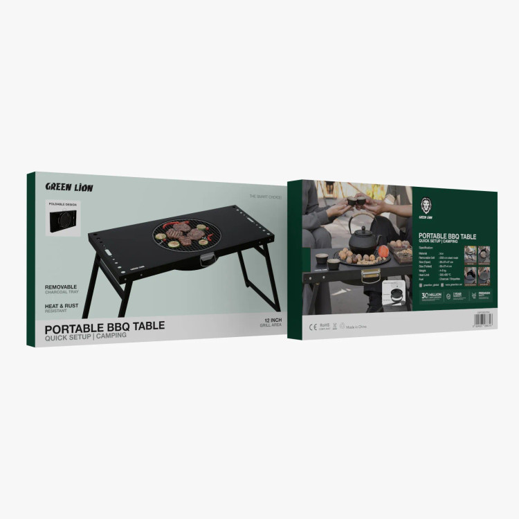میز باربیکیو ذغالی تاشو گرین لاین مدل GNPOBBQTBK