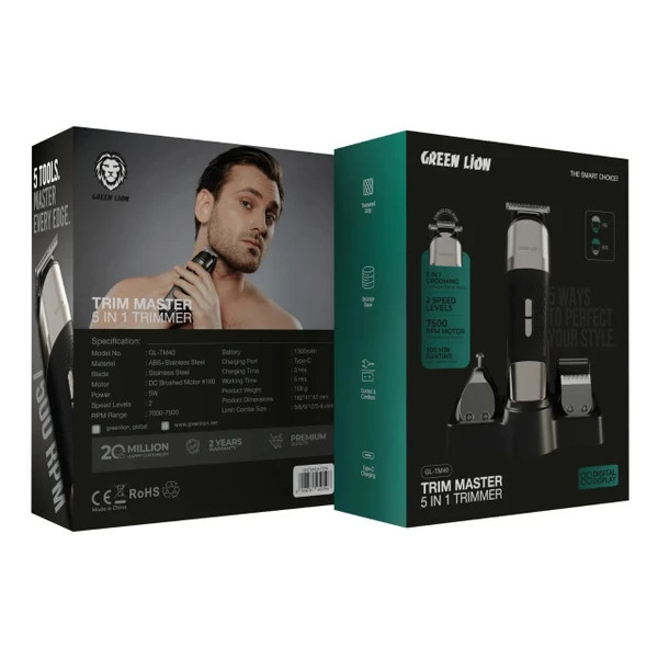 ماشین اصلاح 5 کاره گرین لاین مدل Trim Master GNTM40HTBK با باتری 1300mAh