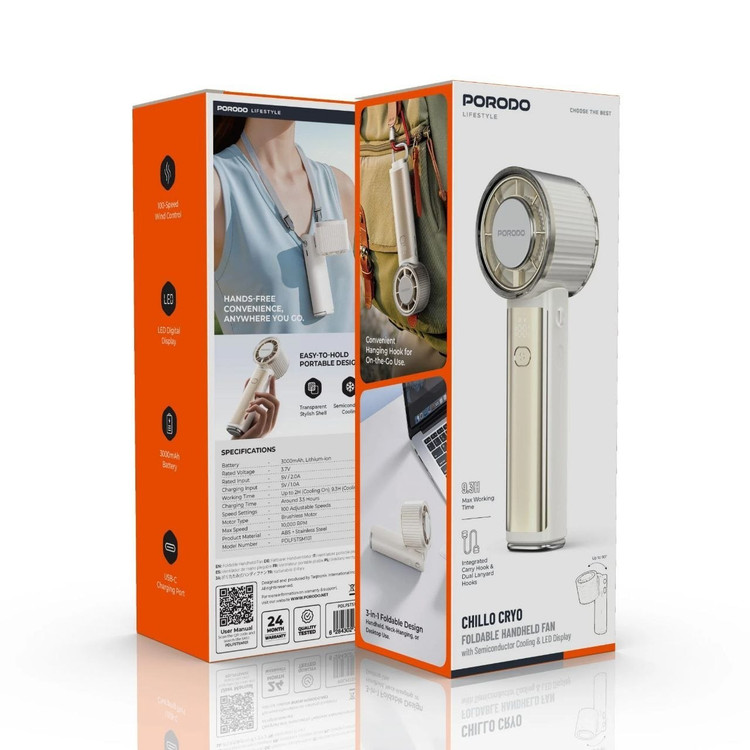 فن دستی، گردنی و رومیزی تاشو پورودو (Porodo Chillo Cryo) مدل SM101
