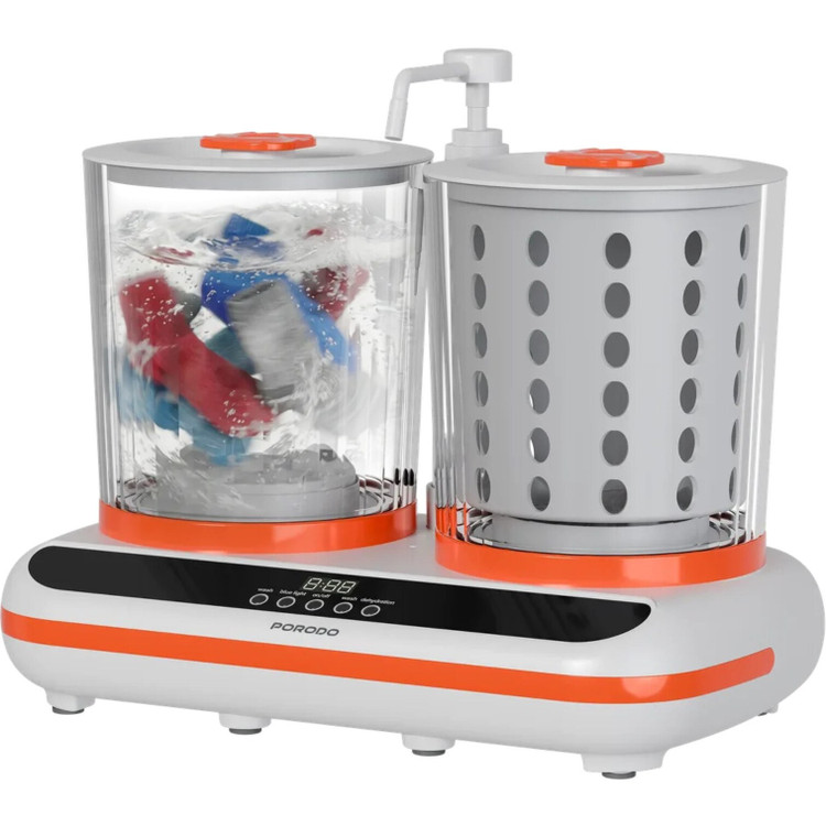 مینی لباسشویی و خشک کن شارژی Porodo Launder Twin HP200 | دو مخزن ۲ لیتری