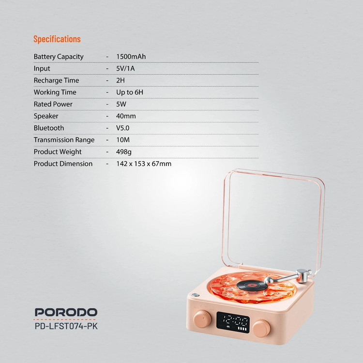 اسپیکر طرح گرامافون Porodo
