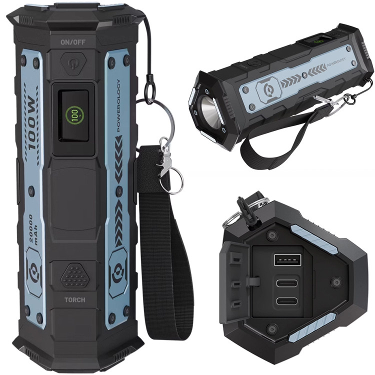 پاوربانک پاورولوژی مدل TorchPower PPBCHA91BK ظرفیت 20000 میلی آمپر ساعت