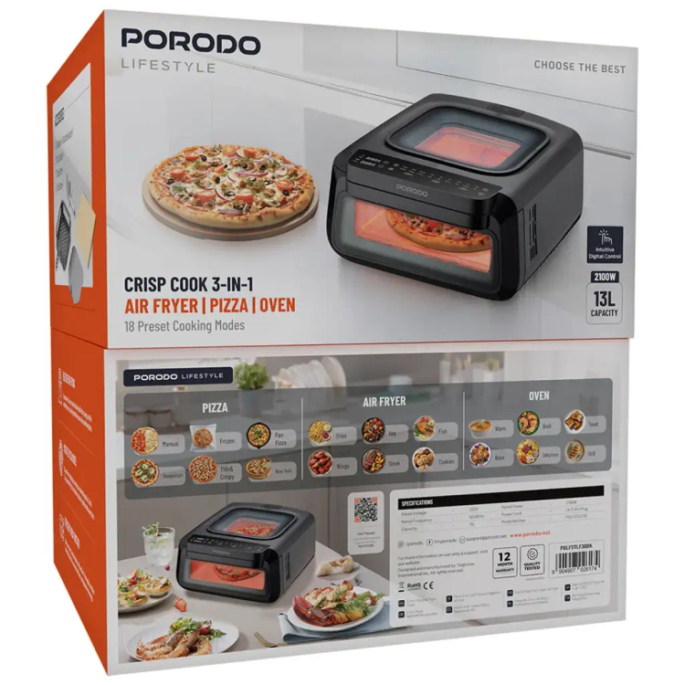 هواپز و پیتزاپز پرودو Crisp Cook 3in1 ظرفیت 13 لیتر | توان 2100 وات