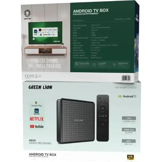 اندروید باکس گرین لاین مدل GNANDTVBOX ظرفیت ۱۶ گیگابایت با ریموت