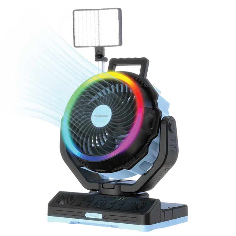 پنکه شارژی و فن چند منظوره پاورولوژی مدل Powerology 40K Oscillating Fan PWMDF92BLBK
