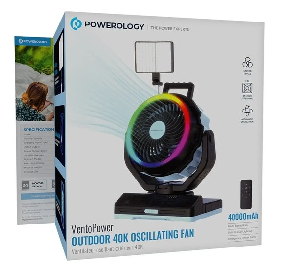 پنکه شارژی و فن چند منظوره پاورولوژی مدل Powerology 40K Oscillating Fan PWMDF92BLBK