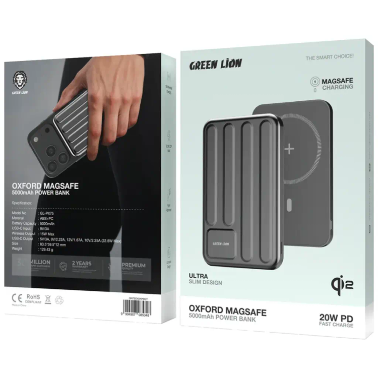 پاوربانک گرین لاین آکسفورد مگسیف ۵۰۰۰ میلیآمپر Green Lion Oxford Magsafe
