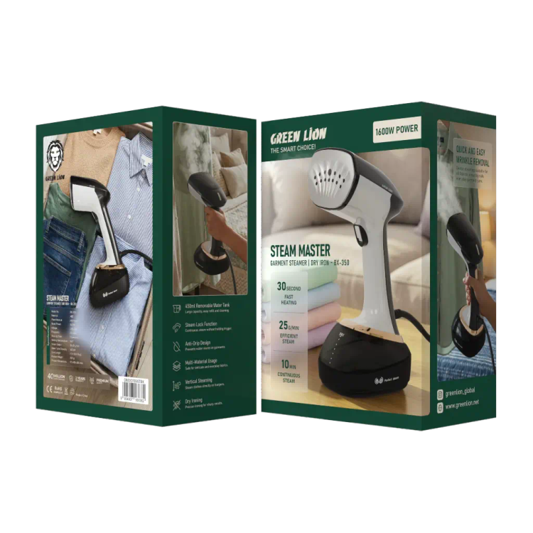 اتو بخار دستی گرین لاین مدل Steam Master BX-350 | چینزدایی سریع و عمودی لباس