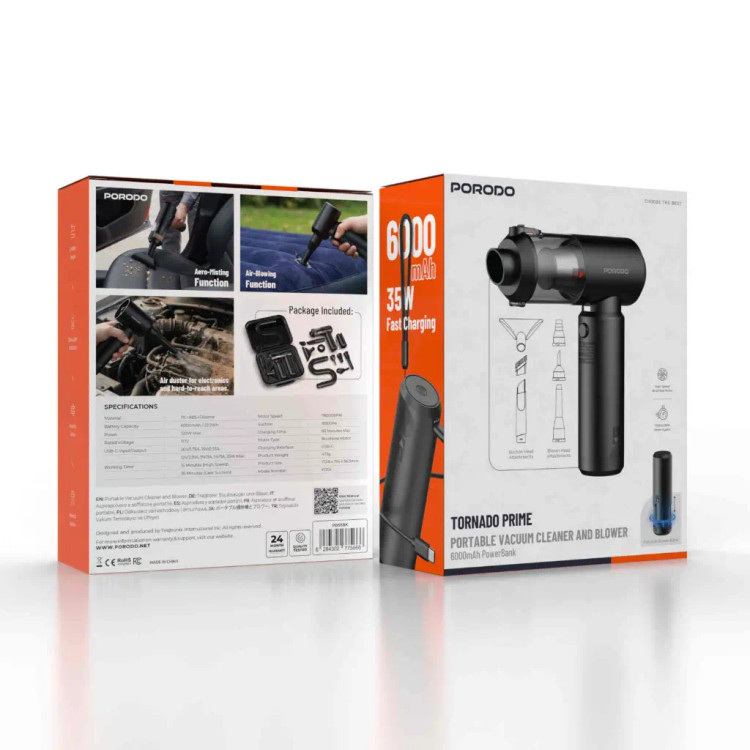 جارو شارژی و دمنده پرودو مدل Tornado Prime PDS5BK با مکش 16500Pa