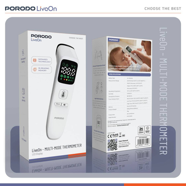 تبسنج چندکاره دیجیتال مدل LiveOn (PDFCIR202) از برند Porodo